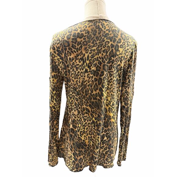 Intimissimi Long Sleeve Modal Cashmere Leopard Print Top - Picture 3 of 4